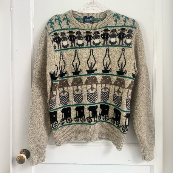 WOOLRICH Vintage Pilgrim Art To Wear Wool Sweater RARE Size M - Picture 1 of 4
